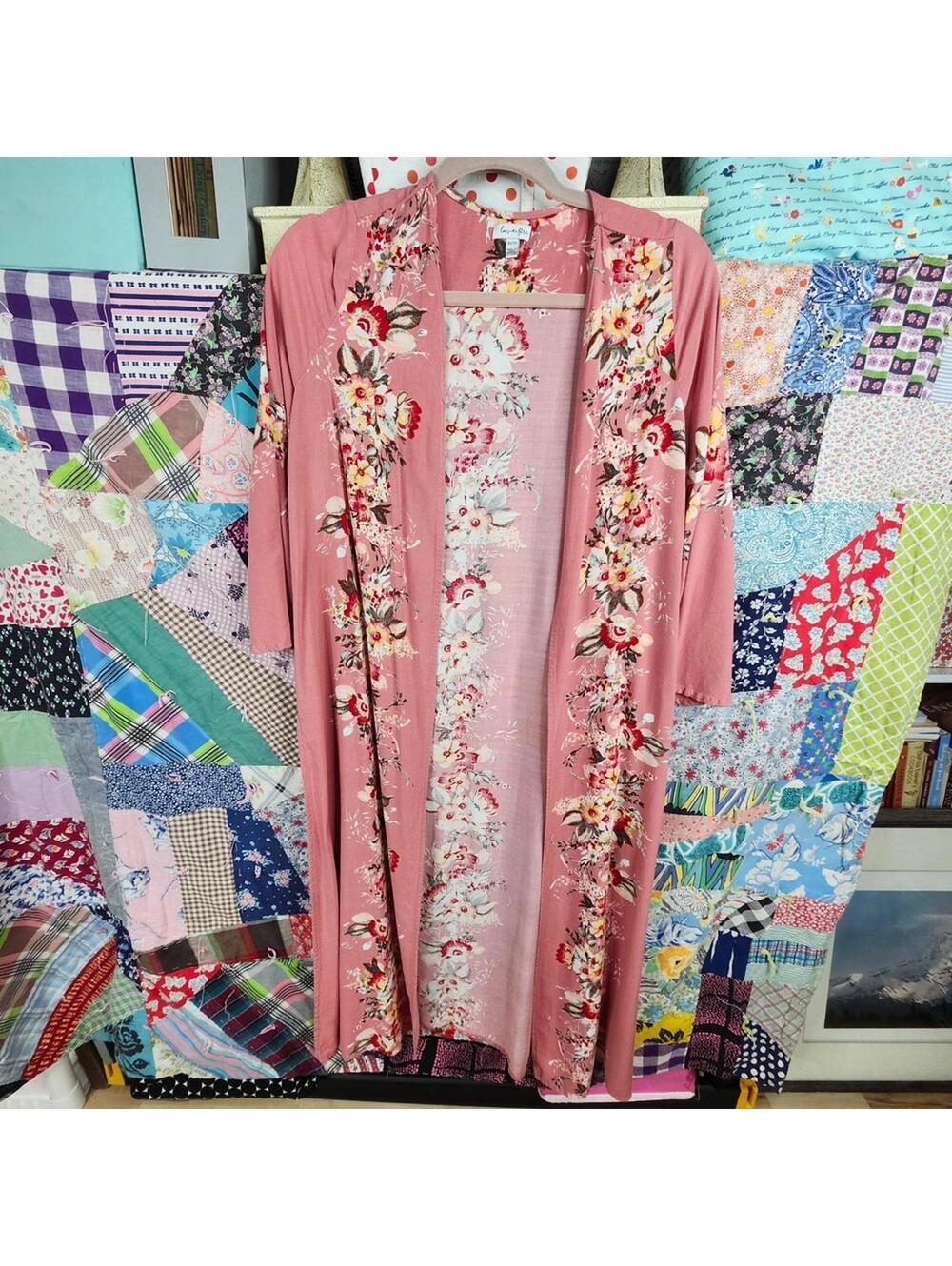 Lovefire Floral Duster Cardigan Lightweight Open Front XS